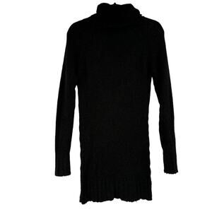 ZARA Knit Midi Dress Sz M Wool Mohair Blend Black Bodycon Turtleneck Whimsigoth